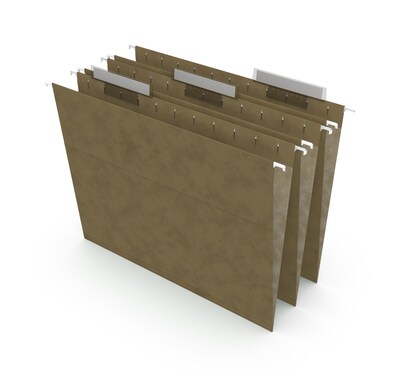 Staples® 95% Recycled Hanging File Folders, 1/3-Cut Tab, Letter Size, Standard Green, 25/Box (ST1168