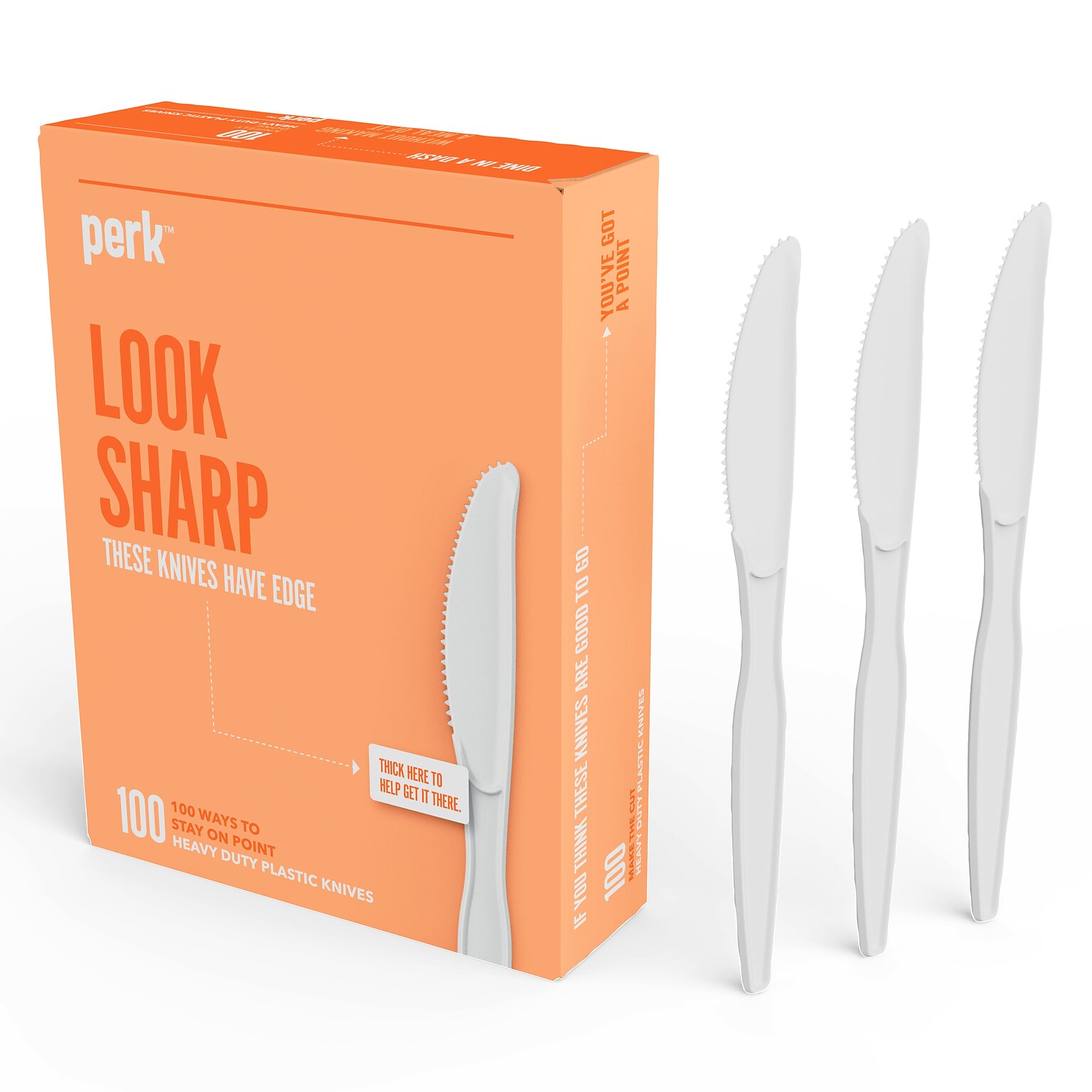 Perk™ Polystyrene Knife, Heavy-Weight, White, 1000/Carton (PK56403CT)