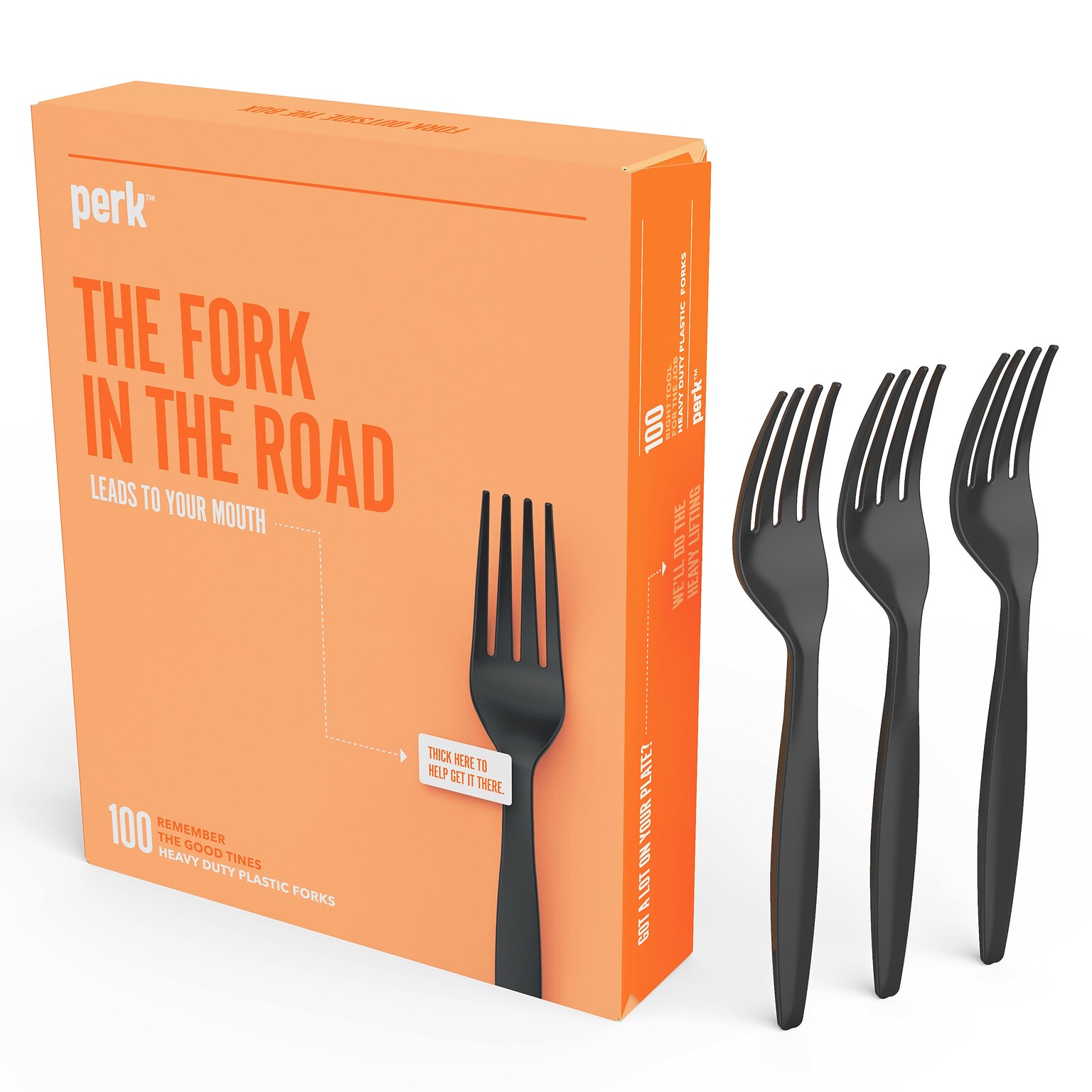 Perk™ Polystyrene Fork, Heavy-Weight, Black, 100/Pack (PK56392)