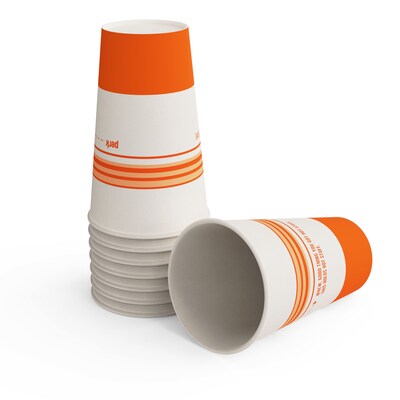 Perk™ Paper Hot Cup, 16 Oz., White/Orange, 500/Carton (PK54368CT)