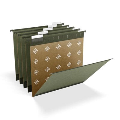 TRU RED™ Premium Hanging File Folder, 2 Expansion, 5-Tab, Letter Size, Standard Green, 10/Pack (TR4
