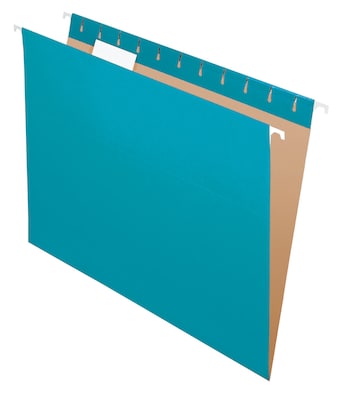 Pendaflex Recycled Hanging File Folders, 1/5 Tab, Letter Size, Teal, 25/Box (81614)