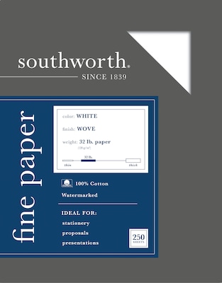 Southworth 8.5W x 11L Business Paper, 32 lbs., Wove Finish, 250/Box (JD18C)