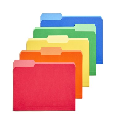 Staples® Heavy Duty File Folder, 1/3-Cut Tab, Letter Size, Assorted, 250/Carton (ST18363CT)