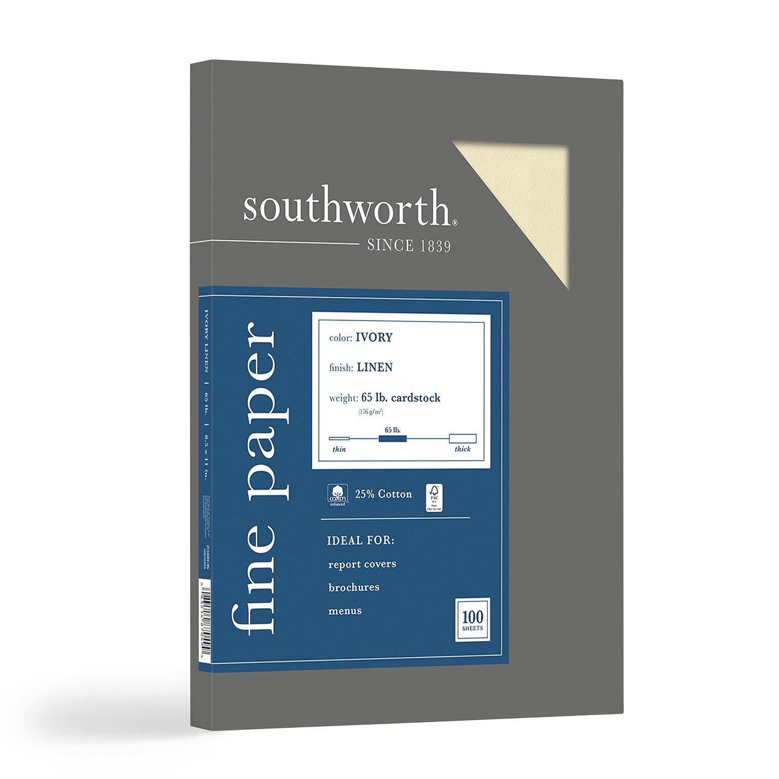 Southworth 8.5 x 11 Business Paper, 65 lbs., 100 Brightness, 100/Box (Z560CK)