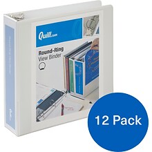 Quill Brand® 2 inch Round Ring, View Binder, White, 12/Pack (7222WE)