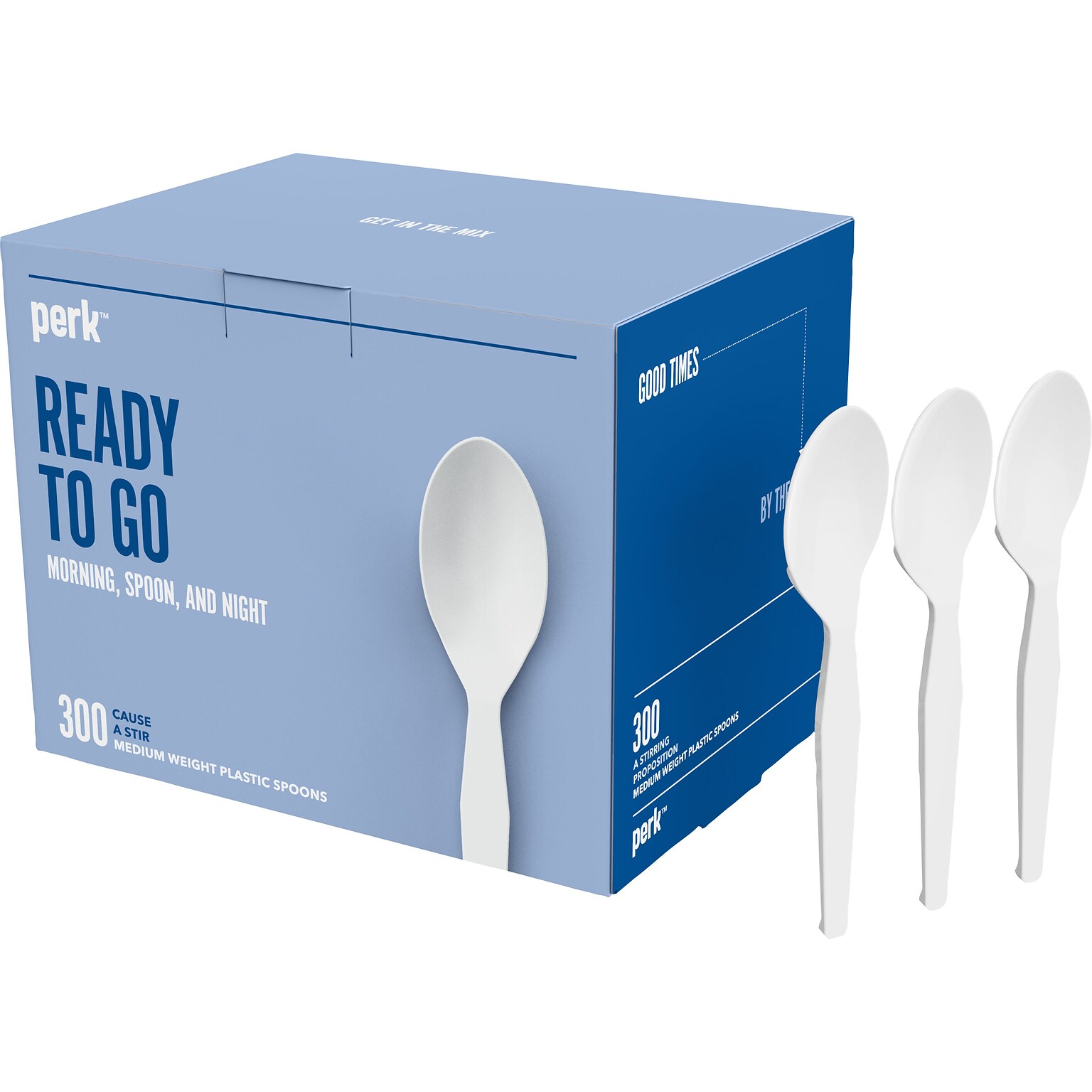 Perk™ Polystyrene Spoon, Medium-Weight, White, 300/Pack (PK56400)
