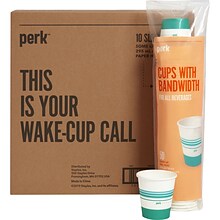 Perk™ Paper Hot Cup, 10 Oz., White/Teal, 500/Carton (PK54366CT)