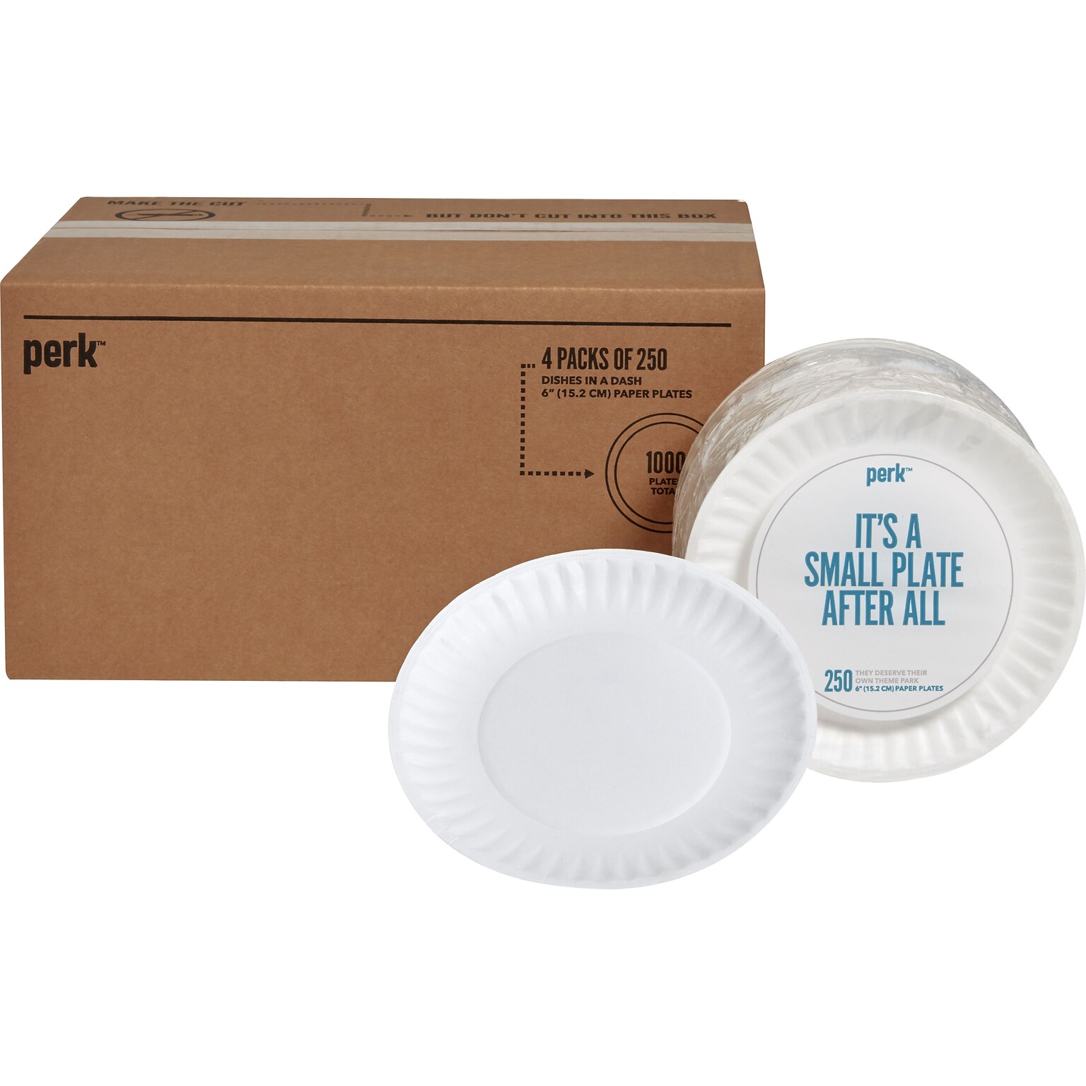 Perk™ Economy Paper Plates, 6, White, 1000/Carton (PK56517)