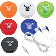 Custom Ear Buds In Round Plastic Case