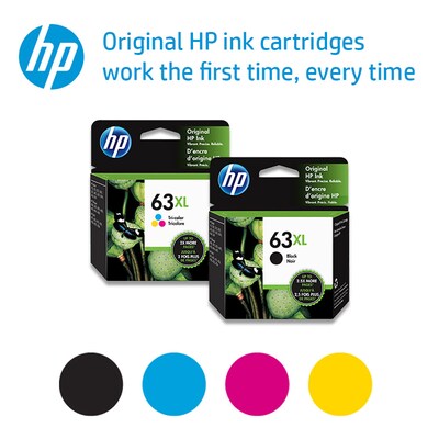 HP 63XL Black and Color Ink Cartridge, High Yield (F6U64AN), 2-Pack