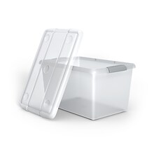 Iris Store & Slide 61 Qt. Latch Lid Storage Bin, Clear, 6/Carton (270017)