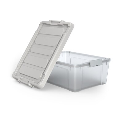 Staples 46.8 Qt. Storage Bin with Latching Lid, Plastic, Clear (250279)