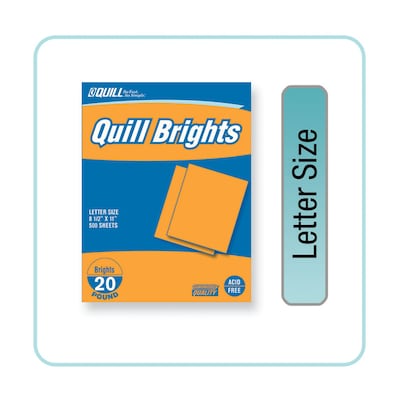 Quill Brand® Brights 20-lb. Color Paper, 8-1/2x11, Letter Size, Orange, 500 Sheets