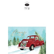 Custom Merry Christmas Vintage Red Truck With Trees Cards, with Envelopes, 7-7/8 x 5-5/8, 25 Cards