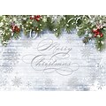 Custom Merry Christmas White Wood Panel Snow Flake Cards, with Envelopes, 7-7/8 x 5-5/8, 25 Cards