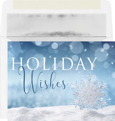 Custom Holiday Wishes Snowflake Cards, with Envelopes, 7 x 5, 25 Cards per Set