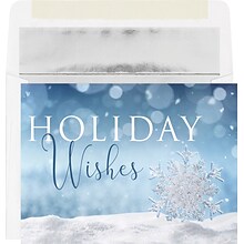 Custom Holiday Wishes Snowflake Cards, with Envelopes, 7 x 5, 25 Cards per Set