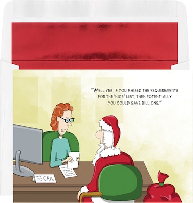 Custom CPA Cartoon Funny Holiday Cards, with Envelopes, 7-7/8 x 5-5/8, 25 Cards per Set