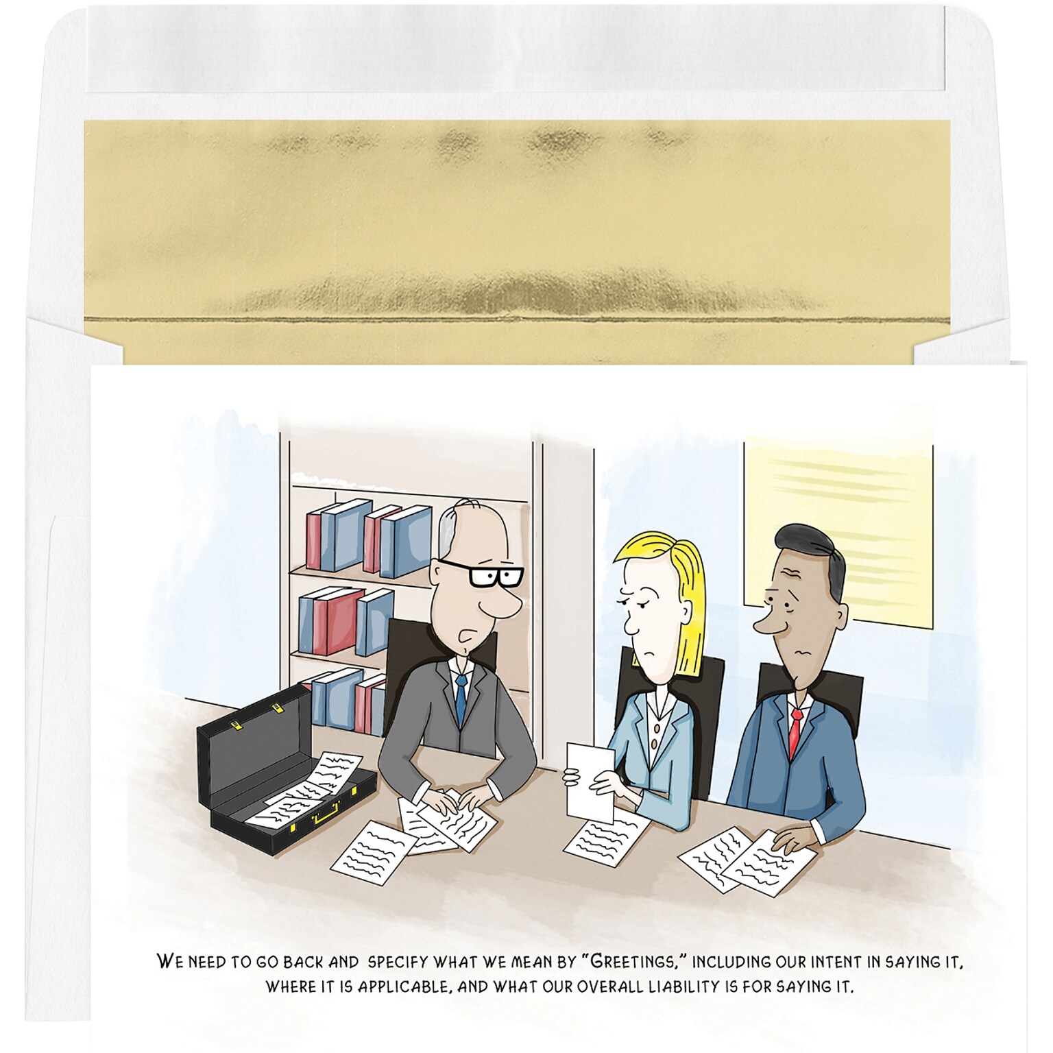 Custom Lawyer Cartoon Funny Holiday Cards, with Envelopes, 7-7/8 x 5-5/8, 25 Cards per Set