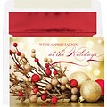 Custom Holiday Appreciation Red and Gold Berry Cards, with Envelopes, 7 x 5, 25 Cards per Set