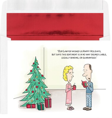 Custom Lawyer Cartoon Funny Christmas Cards, with Envelopes, 7-7/8 x 5-5/8, 25 Cards per Set