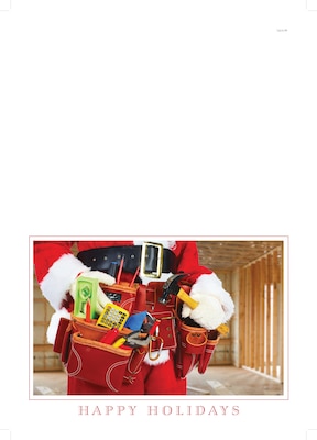 Custom Happy Holidays Santa Handy Man Tool Belt Cards, with Envelopes, 7-7/8 x 5-5/8, 25 Cards per