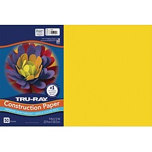 Tru-Ray 12 x 18 Construction Paper, Yellow, 50 Sheets (P103036)