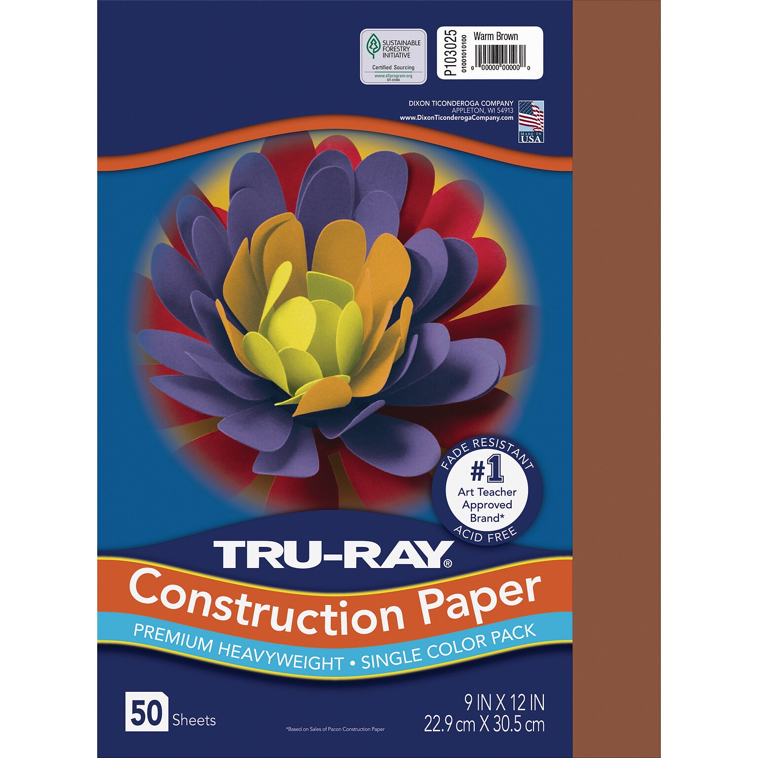Tru-Ray 9 x 12 Construction Paper, Warm Brown, 50 Sheets (P103025)