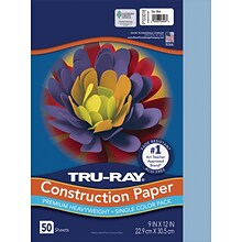 Tru-Ray 9 x 12 Construction Paper, Sky Blue, 50 Sheets (P103016)