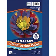 Tru-Ray 9 x 12 Construction Paper, Royal Blue, 50 Sheets (P103017)