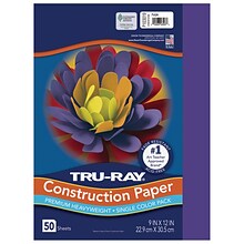 Tru-Ray 9 x 12 Construction Paper, Purple, 50 Sheets (P103019)