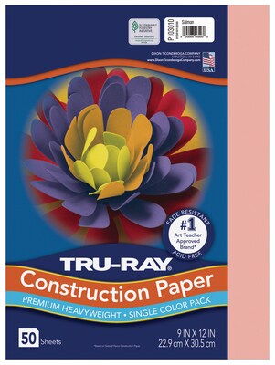 Tru-Ray 9 x 12 Construction Paper, Salmon, 50 Sheets (P103010)