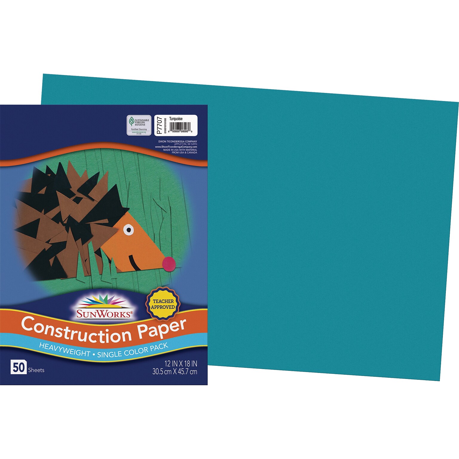SunWorks 12 x 18 Construction Paper, Turquoise, 50 Sheets (P7707)