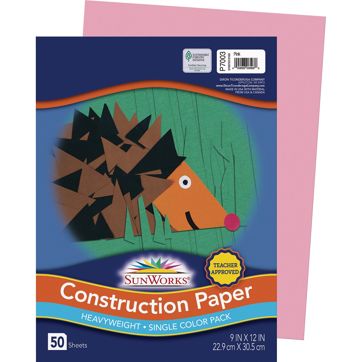 SunWorks 9 x 12 Construction Paper, Pink, 50 Sheets (P7003)