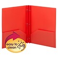 Smead Poly Two-Pocket Fastener Folders, Letter, Red, 25/Bx (87727)
