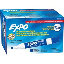 Expo Dry Erase Markers, Chisel Tip, Blue, 12/Pack (80003)