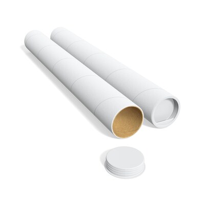Coastwide Professional™ 3" x 24" Mailing Tube with Caps, White, 12/Box (CW55304)