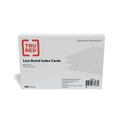 Staples 4 x 6 Index Cards, Lined, White, 100/Pack (TR51001)