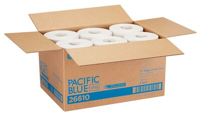 Pacific Blue Ultra Hardwound Paper Towels, 1-ply, 400 ft./Roll, 6 Rolls/Carton (26610)