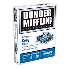 Dunder Mifflin 8.5 x 11 Premium Copy Paper, 20 lbs., 92 Brightness, 500 Sheets/Ream (112358)