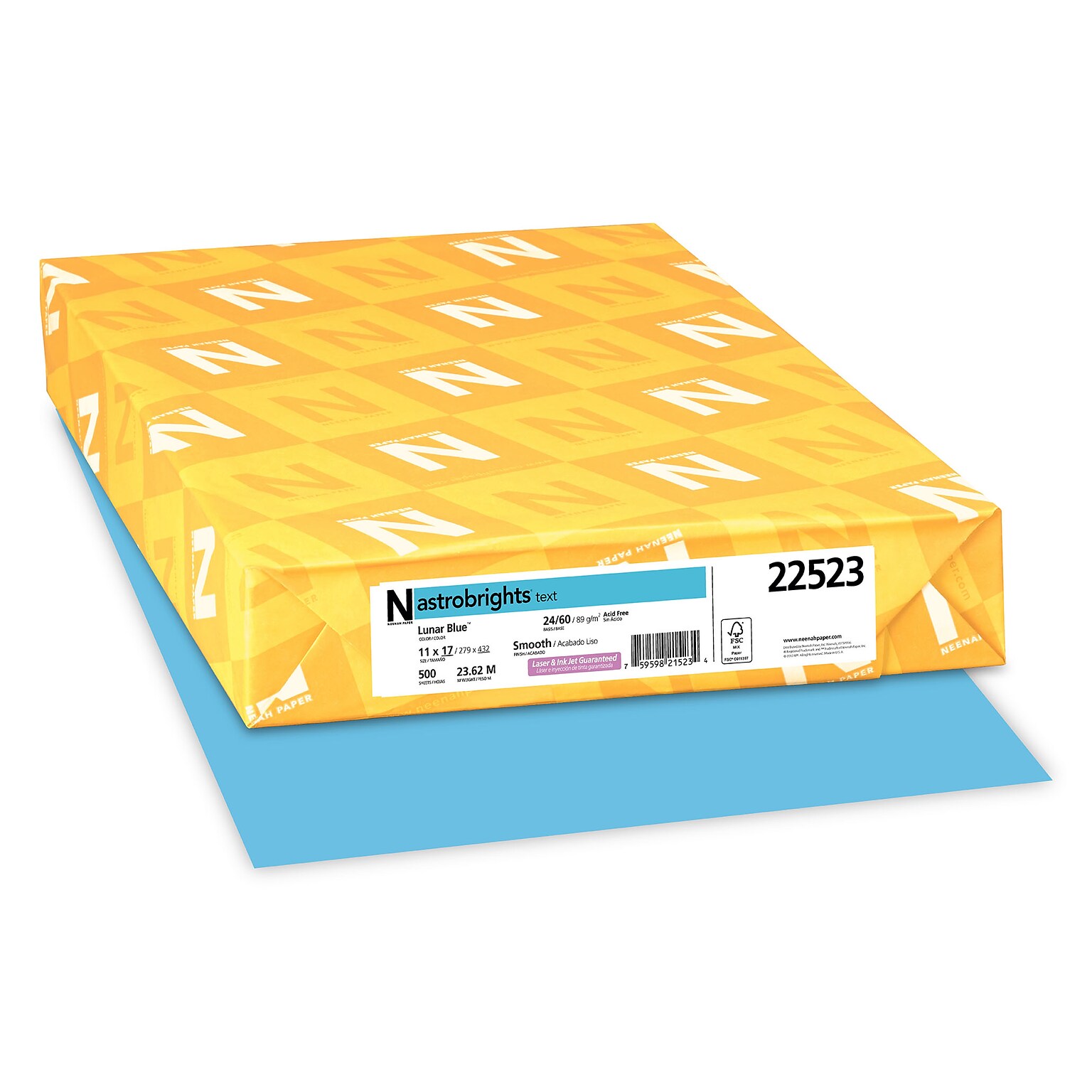 Astrobrights 11 x 17, Colored Paper, 24 lbs., Lunar Blue, 500 Sheets/Ream (22523)