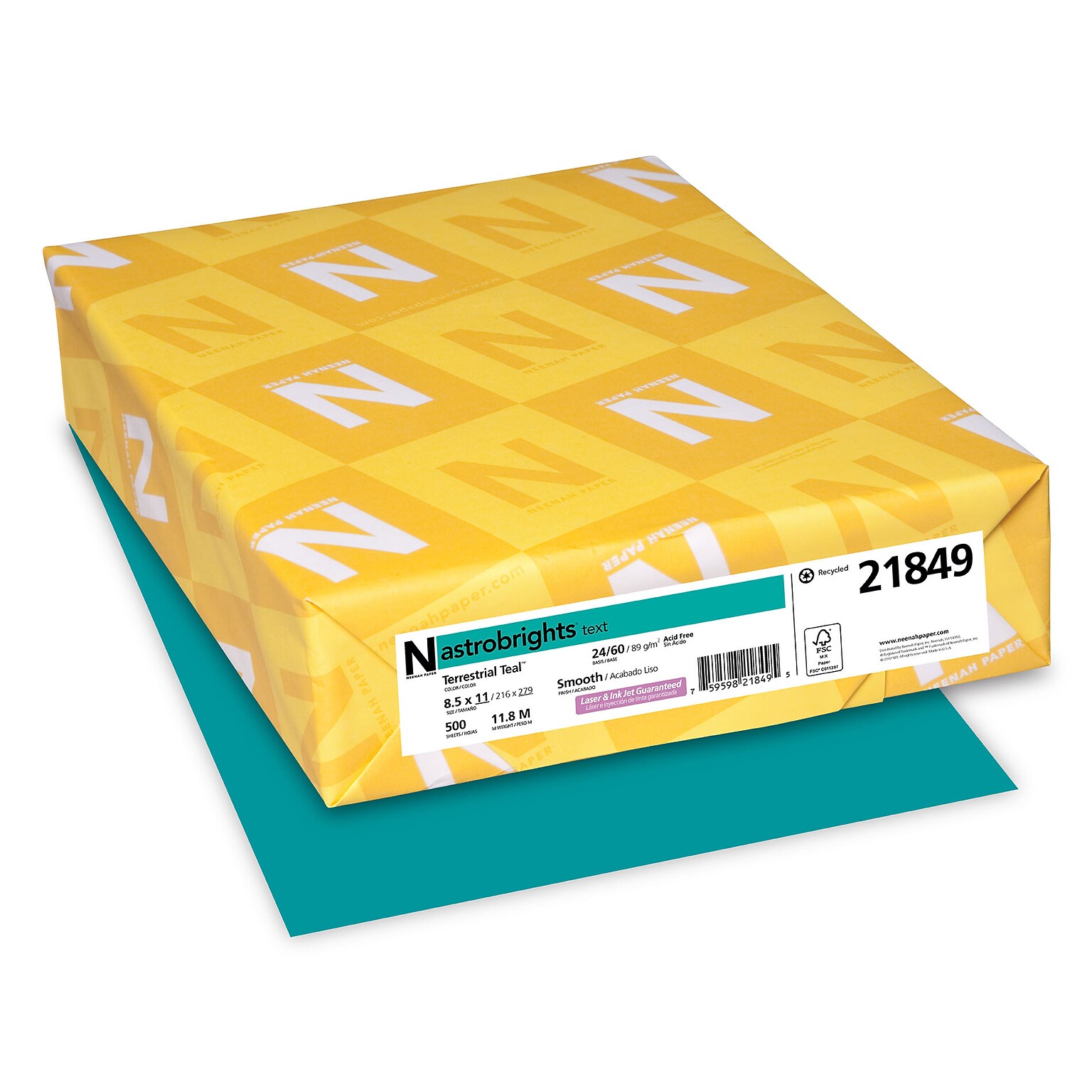Astrobrights Colored Paper, 24 lbs., 8.5 x 11, Terrestrial Teal, 500 Sheets/Ream (21849/22479)