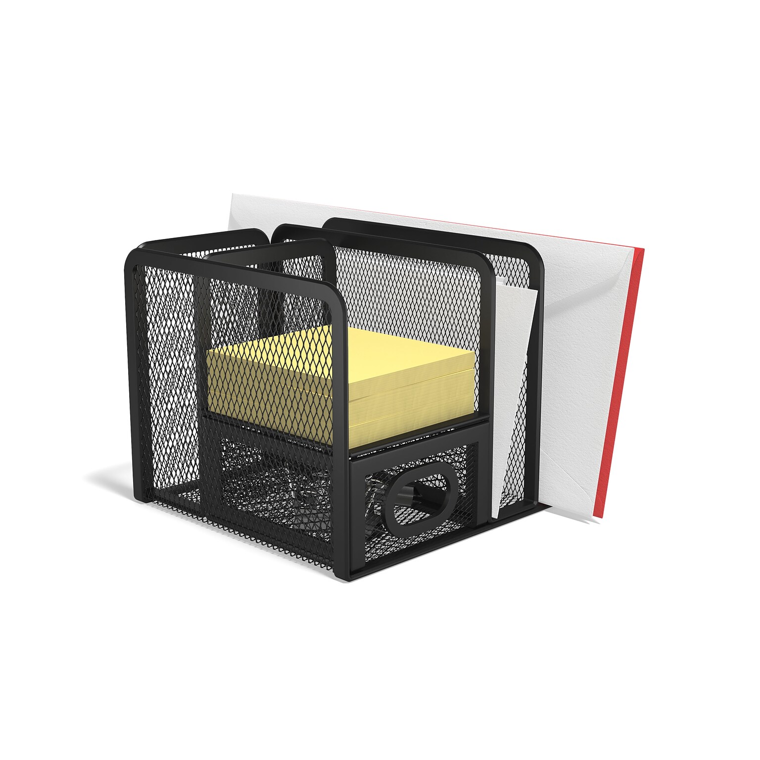 TRU RED™ 5-Compartment Wire Mesh Desk Organizer, Matte Black (TR57532-CC)