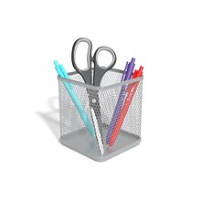 TRU RED™ Stackable Wire Mesh Pencil Holder, Silver (TR57576)