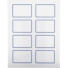 Quill Brand Self Adhesive Name Badges, 2-1/3 x 3-3/8, White/Blue, 8 Labels/Sheet, 50 Sheets/Pack (