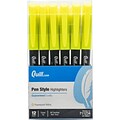 Quill Brand® Pen Style Highlighters, Chisel Tip, Fluorescent Yellow, Dozen (11234QL)