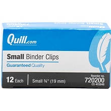 Quill Brand® Small Binder Clips, 3/8 Capacity, 12/Box (720200-QCC)