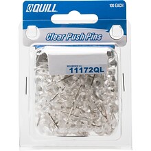 Quill Brand®  Push Pins, Clear, 100/Pack (11172-QC)