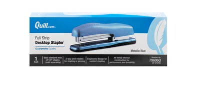 Quill Brand® Contemporary Desktop Stapler, 20 Sheet Capacity, Metallic Blue (79606Q)
